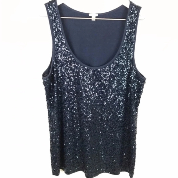 J. Crew Navy Drapey Sequin Tank Small - Picture 4 of 4